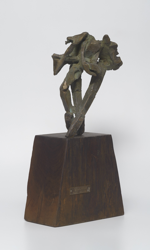 First Steps — Abstract sculpture with comic elements capturing jumbled motion