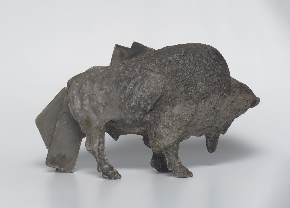 Lame Bison — Bronze bison with geometric hind-leg fragments — endurance