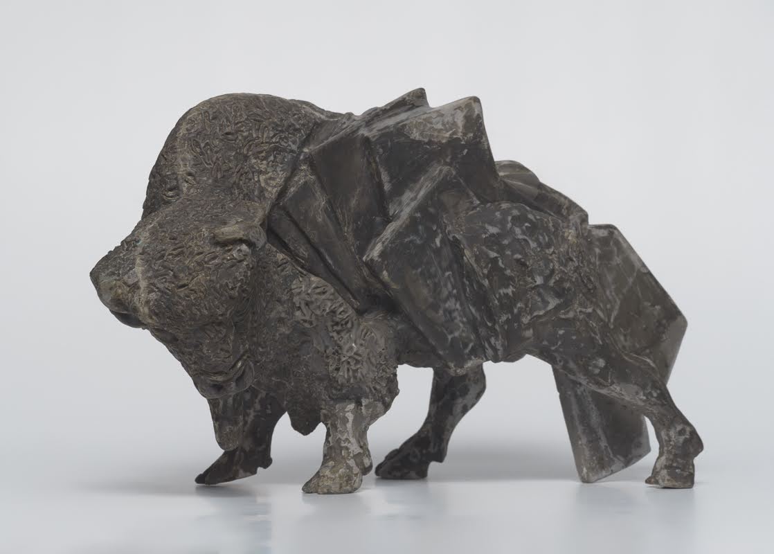 Lame Bison — Bronze bison with geometric hind-leg fragments — endurance