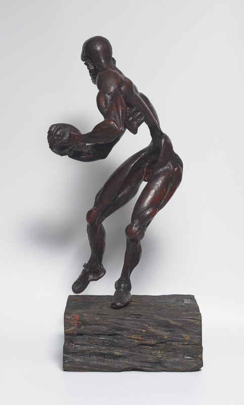 Rugby Player in Flight — Airborne rugby figure, limbs extended mid-leap