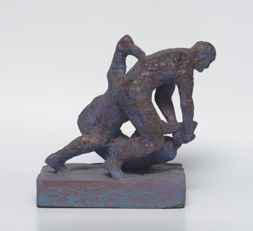 Tackle — Two players locked in a tackle, dynamic tension
